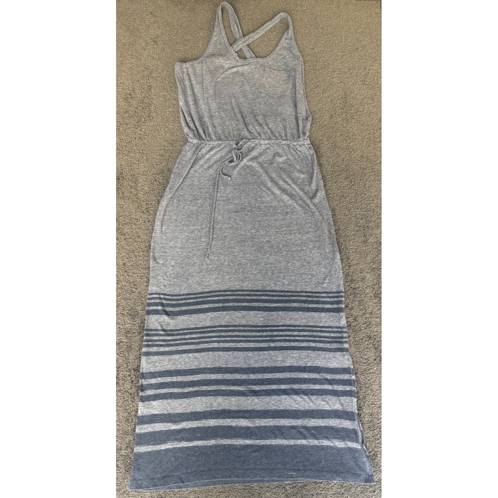C&C California Long Dress Women's M Gray Navy Cotton Drawstring Waist